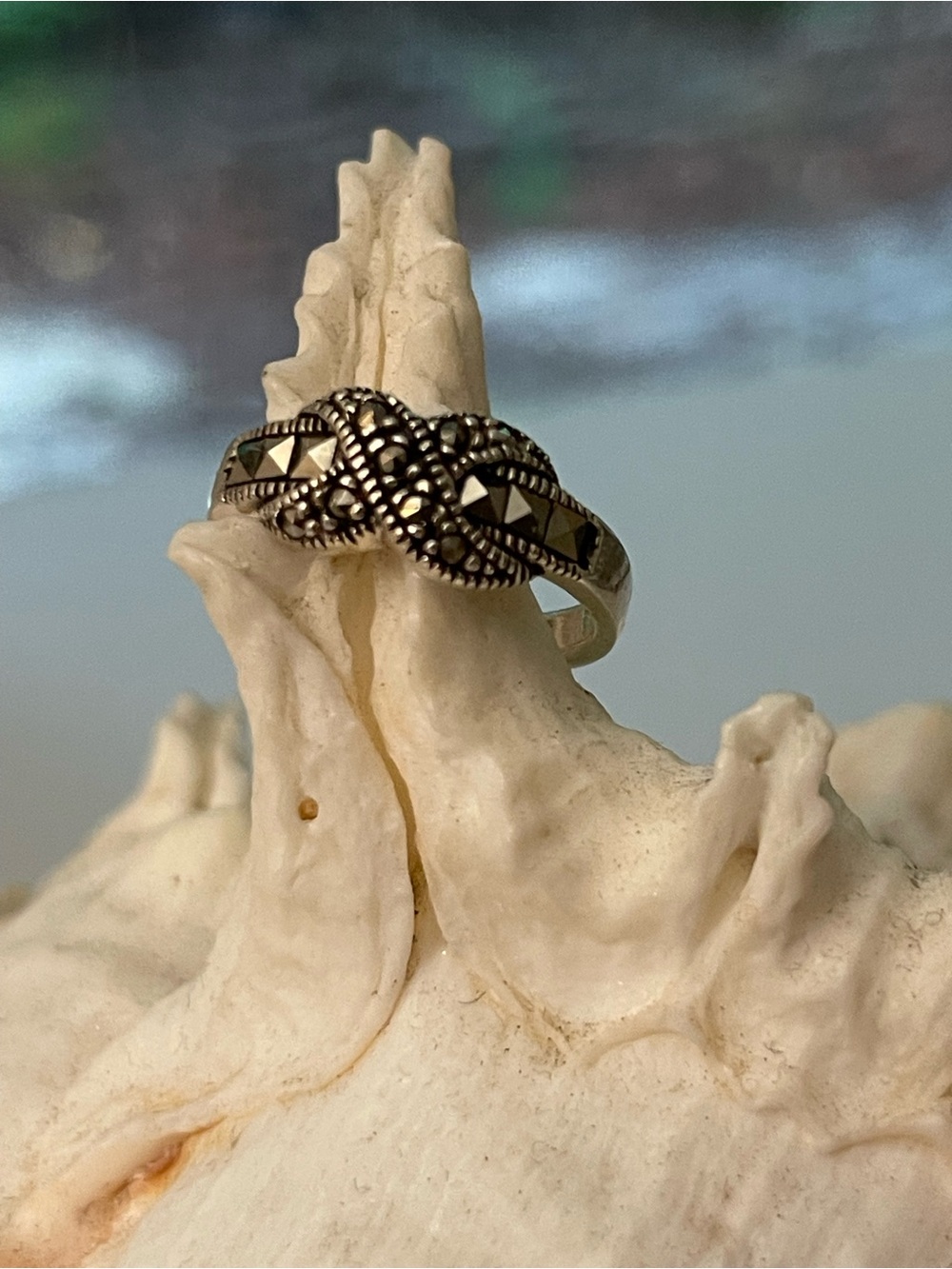 Sterling Silver Marcasite Knot Ring